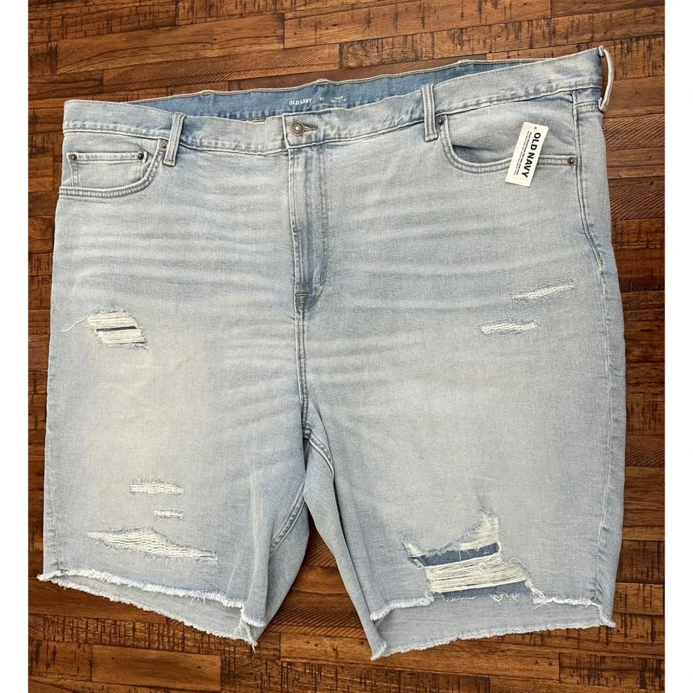 NWT Old Navy Men's Size 52 Slim Built-In Flex Distressed Denim Shorts Blue Jorts